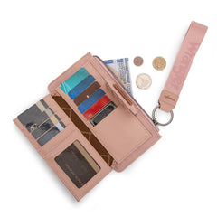 WG315-W013DPK   Wrangler Floral Tooled Card Wallet/Wristlet - Dark Pink