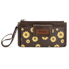 WG316-W013CF   Wrangler Sunflower Print Card Wallet/Wristlet - Coffee