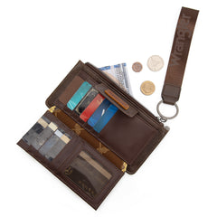 WG316-W013CF   Wrangler Sunflower Print Card Wallet/Wristlet - Coffee