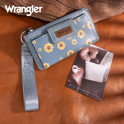 WG316-W013JN Wrangler Sunflower Print Card Wallet/Wristlet - Jean