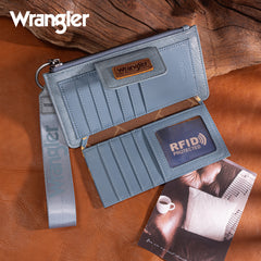 WG316-W013JN Wrangler Sunflower Print Card Wallet/Wristlet - Jean