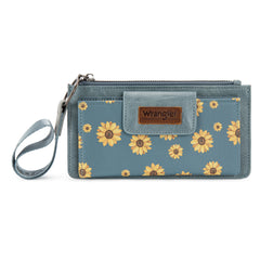 WG316-W013JN Wrangler Sunflower Print Card Wallet/Wristlet - Jean