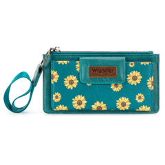 WG316-W013TQ  Wrangler Sunflower Print Card Wallet/Wristlet - Turquoise