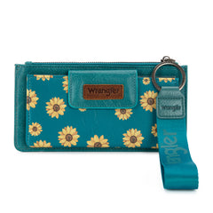 WG316-W013TQ  Wrangler Sunflower Print Card Wallet/Wristlet - Turquoise