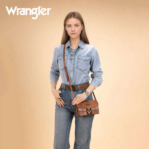 WG320-209  Wrangler Vintage-Inspired Crossbody Bag -Brown