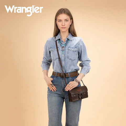 WG320-209  Wrangler Vintage-Inspired Crossbody Bag -Coffee