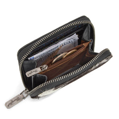 WG322-W088   Wrangler Genuine Hair-On Cowhide Zip-Around Wallet - Black