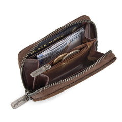 WG322-W088   Wrangler Genuine Hair-On Cowhide Zip-Around Wallet - Coffee