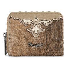 WG322-W088   Wrangler Genuine Hair-On Cowhide Zip-Around Wallet - Khaki