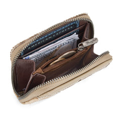 WG322-W088   Wrangler Genuine Hair-On Cowhide Zip-Around Wallet - Khaki
