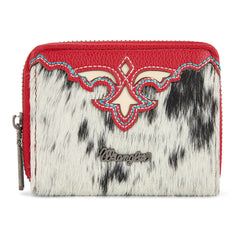WG322-W088   Wrangler Genuine Hair-On Cowhide Zip-Around Wallet - Red