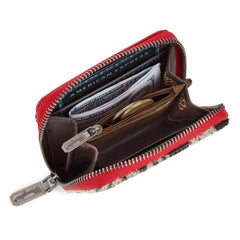 WG322-W088   Wrangler Genuine Hair-On Cowhide Zip-Around Wallet - Red