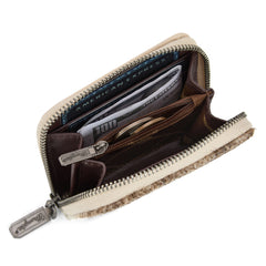WG322-W088   Wrangler Genuine Hair-On Cowhide Zip-Around Wallet -Tan