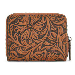 WG322-W089   Wrangler Tooled Zip-Around Wallet - Brown
