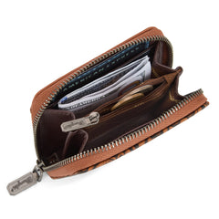 WG322-W089   Wrangler Tooled Zip-Around Wallet - Brown