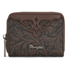 WG322-W089   Wrangler Tooled Zip-Around Wallet - Black