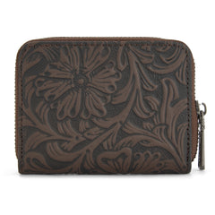 WG322-W089   Wrangler Tooled Zip-Around Wallet - Coffee