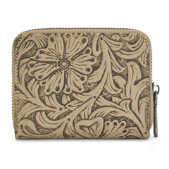 WG322-W089   Wrangler Tooled Zip-Around Wallet - Khaki