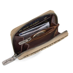 WG322-W089   Wrangler Tooled Zip-Around Wallet - Khaki