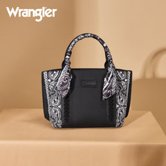 WG331-2005  Wrangler Bandana Paisley Print Tote/Crossbody -Black