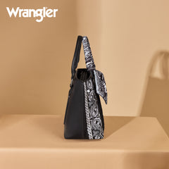 WG331-2005  Wrangler Bandana Paisley Print Tote/Crossbody -Black