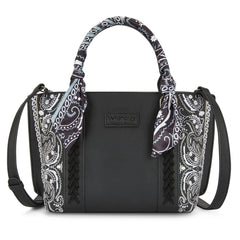 WG331-2005  Wrangler Bandana Paisley Print Tote/Crossbody -Black