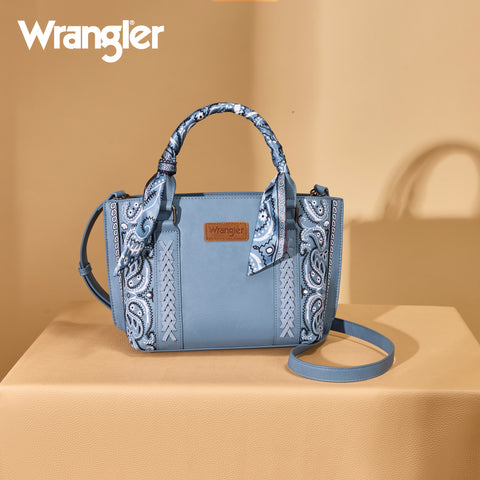 WG331-2005  Wrangler Bandana Paisley Print Tote/Crossbody -Jean