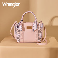 WG331-2005  Wrangler Bandana Paisley Print Tote/Crossbody -Pink
