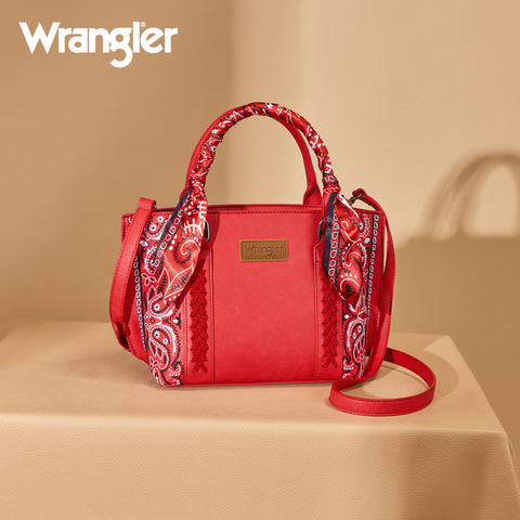 WG331-2005  Wrangler Bandana Paisley Print Tote/Crossbody -Red