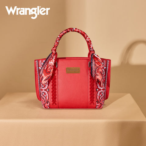WG331-2005  Wrangler Bandana Paisley Print Tote/Crossbody -Red