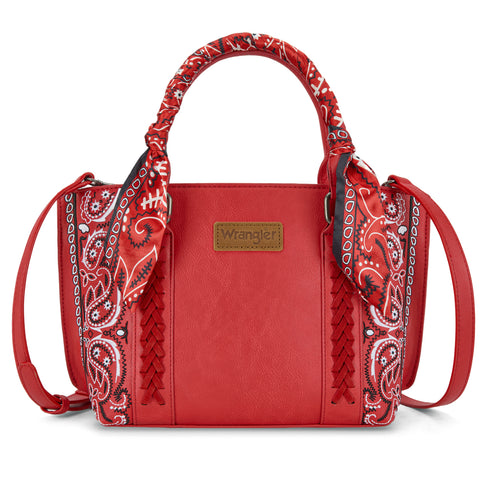WG331-2005  Wrangler Bandana Paisley Print Tote/Crossbody -Red