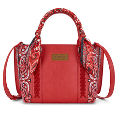 WG331-2005  Wrangler Bandana Paisley Print Tote/Crossbody -Red