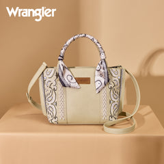 WG331-2005  Wrangler Bandana Paisley Print Tote/Crossbody -Tan