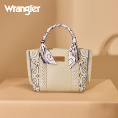 WG331-2005  Wrangler Bandana Paisley Print Tote/Crossbody -Tan