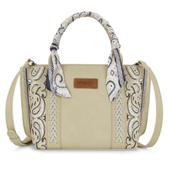 WG331-2005  Wrangler Bandana Paisley Print Tote/Crossbody -Tan