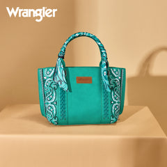WG331-2005  Wrangler Bandana Paisley Print Tote/Crossbody -Turquoise