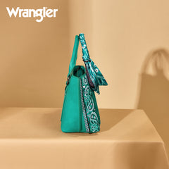 WG331-2005  Wrangler Bandana Paisley Print Tote/Crossbody -Turquoise