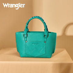 WG331-2005  Wrangler Bandana Paisley Print Tote/Crossbody -Turquoise