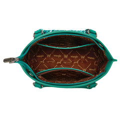 WG331-2005  Wrangler Bandana Paisley Print Tote/Crossbody -Turquoise