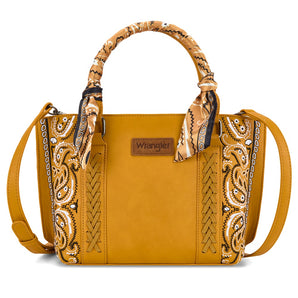 WG331-2005YL Wrangler Braided Paisley Bandana Tote Bag - Yellow