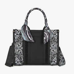 WG331-8120S  Wrangler Bandana Paisley Print Tote/Crossbody -Black