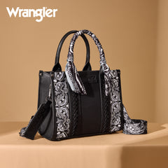 WG331-8120S  Wrangler Bandana Paisley Print Tote/Crossbody -Black