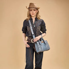 WG331-8120S  Wrangler Bandana Paisley Print Tote/Crossbody -Jean