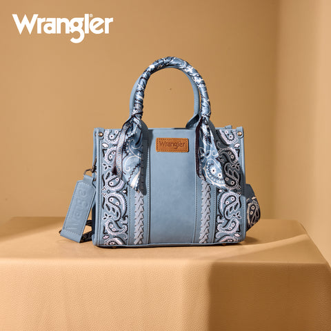 WG331-8120S  Wrangler Bandana Paisley Print Tote/Crossbody -Jean