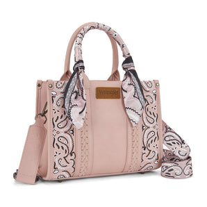 WG331-8120SPK Wrangler Braided Paisley Bandana Tote Bag - Pink