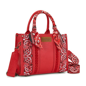 WG331-8120SRD Wrangler Braided Paisley Bandana Tote Bag - Red