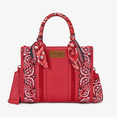 WG331-8120S  Wrangler Bandana Paisley Print Tote/Crossbody -Red