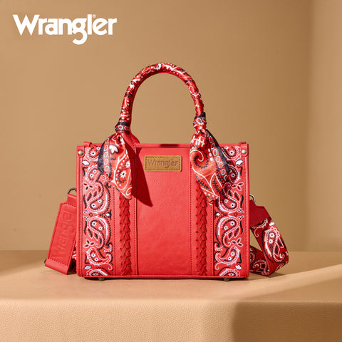WG331-8120S  Wrangler Bandana Paisley Print Tote/Crossbody -Red