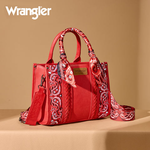 WG331-8120S  Wrangler Bandana Paisley Print Tote/Crossbody -Red