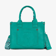 WG331-8120S  Wrangler Bandana Paisley Print Tote/Crossbody -Turquoise